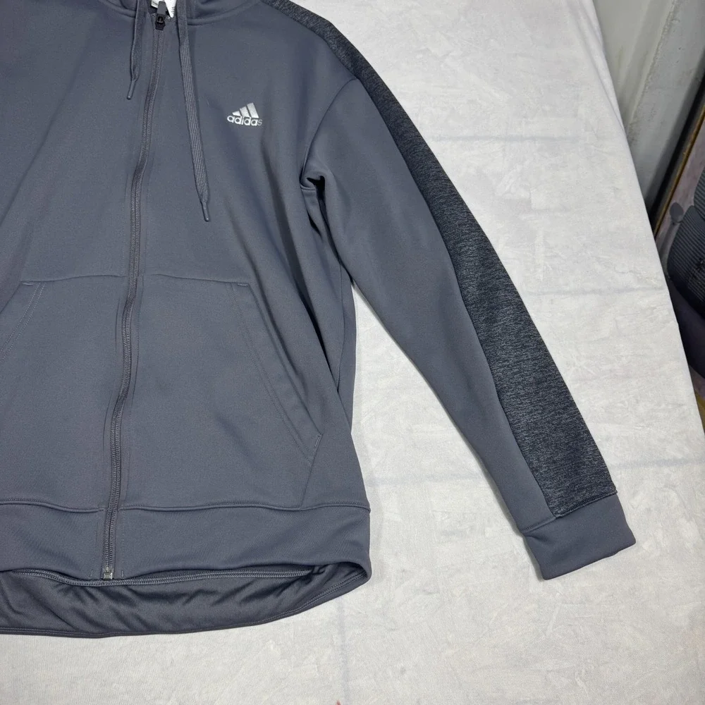 Adidas Mens‎ Full Zip Hoodie Dark Gray Fleece Long Sleeve Activewear Outdoor L
